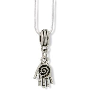 Hamsa (Small with Swirls on Palm) Charm Snake Chain Necklace